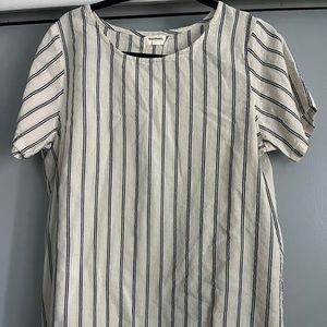 Ivory and navy striped shirt
